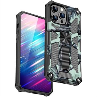 För iPhone 15 Pro Max PC+TPU-Case Repfri kamouflage-kickstand smarttelefonfodral