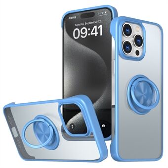 För iPhone 15 Pro Max Ring Kickstand Cover Frameless Design TPU+Acrylic Phone Case. 

Till iPhone 15 Pro Max Ring Kickstand Skydd Ramlös Design TPU+Akryltelefonfodral.