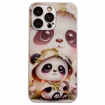 För iPhone 15 Pro Max fodral Pandamönster Härdat glas + TPU-mobilskydd.