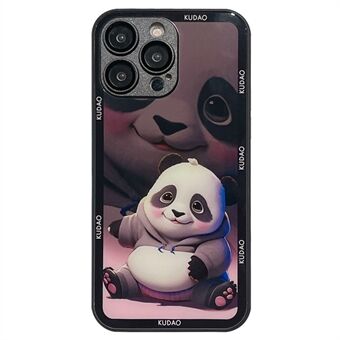 Mobilfodral för iPhone 15 Pro Max Panda-mönster med härdat glas + TPU-skal med linsfilm