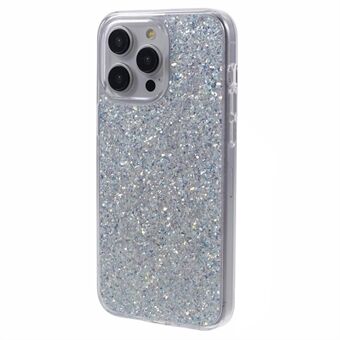 DFANS För iPhone 15 Pro Max Mobiltelefonskal Glitterdekorerad bakre PC+TPU-skydd - Silver