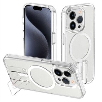 För iPhone 15 Pro Max-fodral TPU+PC dolt ställ telefon skal kompatibelt med MagSafe