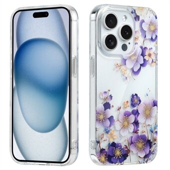 För iPhone 15 Pro Max Mobilskal Blommigt mönster Genomskinligt skal.