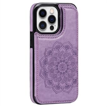 För iPhone 15 Pro Max mobilfodral Mandala tryckt PU-läder+TPU-skal