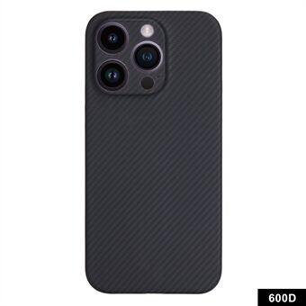 För iPhone 15 Pro Max-fodral i 600D fin texturerad Aramid Fiber, Mobilskal (precis linshål) - Svart