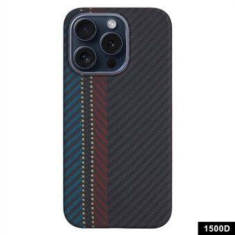 För iPhone 15 Pro Max Slim Case med stor linsskärning, 1500D-textur i aramidfiber telefonskal.