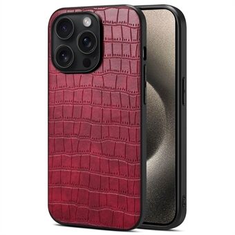 För iPhone 15 Pro Max Fodral Stöttålig Krokodiltexturerad PU+PC+TPU Telefonfodral