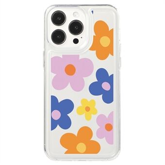 För iPhone 15 Pro Max Clear Case Fallresistent TPU Blommig Tryckmönster Skyddande Skal