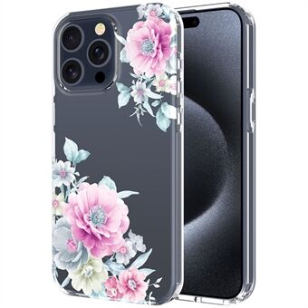 För iPhone 15 Pro Max-fodral, Kristallklart TPU Slim-Fit Telefonfodral med Blommönster