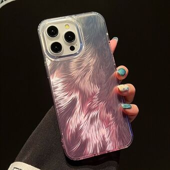 För iPhone 15 Pro Max-fodral i PC+TPU Anti-drop Mask Design Gradient Feather Pattern