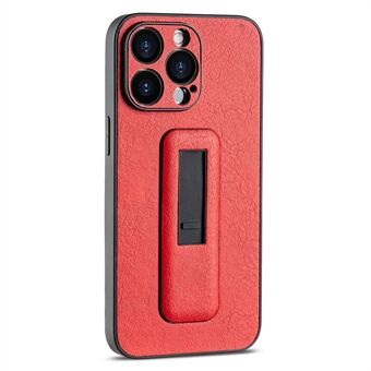 Till iPhone 15 Pro Max Anti-fall Case PC + PU-läder Telefonfodral med Push-pull Kickstand