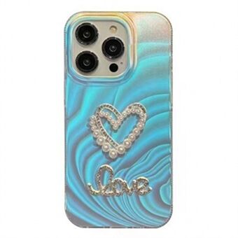 Till iPhone 15 Pro Max fodral med Rhinestone-dekoration IMD Acrylic+TPU-telefonfodral.