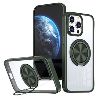 För iPhone 15 Pro Max Klar Väska med Roterande Kickstand TPU+PC Anti-drop Telefonfodral Magnetisk Skal