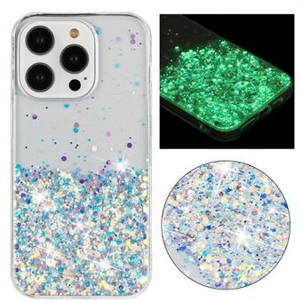 För iPhone 15 Pro Max Case Anti-Scratch Epoxy Glitter Sprakande Luminös TPU-telefonfodral