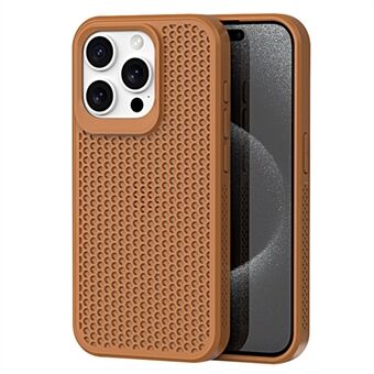 För iPhone 15 Pro Max-fodral Värmeavledning Andningsbar Bihexagon PC+TPU-telefonväska