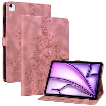 För iPad Air 13 (2024) fodral i PU-läder med kortfack och ställ - Lily Flower Design