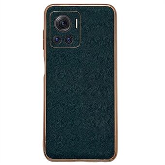 Luolai-serien för Motorola Moto X30 Pro 5G / Edge 30 Ultra 5G Elektropleringstelefonfodral Äkta läderbelagd PC+TPU Hybrid Skyddsfodral