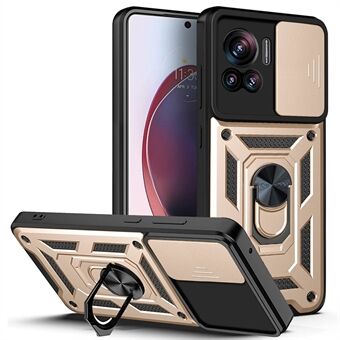 PC + TPU telefonfodral för Motorola Moto X30 Pro 5G / Edge 30 Ultra 5G Ring Kickstand Anti-fall telefonfodral med skjutkameralock