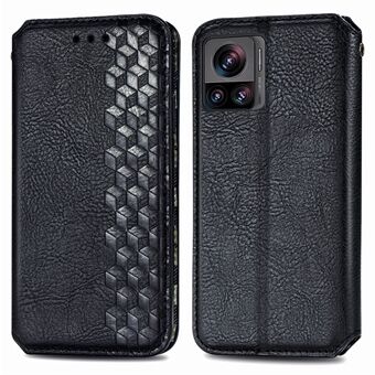 För Motorola Moto X30 Pro 5G / Edge 30 Ultra 5G Anti- Scratch PU Läder Rhombus Printed Cover Magnetisk Autoabsorberad Stand Wallet Flip Case