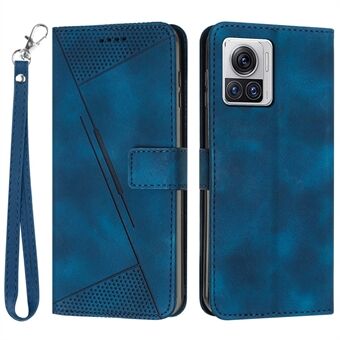 Läderfodral till Motorola Moto X30 Pro 5G / Edge 30 Ultra 5G, Triangle Imprint Stand Anti-dropp telefonfodral med rem