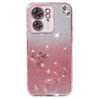 KADEM för Motorola Edge 40 5G-skalet Rostdekorat glitter TPU-telefonfodral med blomstermönster