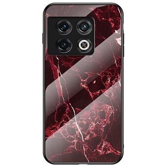 För OnePlus 10 Pro 5G Marmormönster härdat glas + PC hård rygg Flexibel TPU-ram Telefonfodral