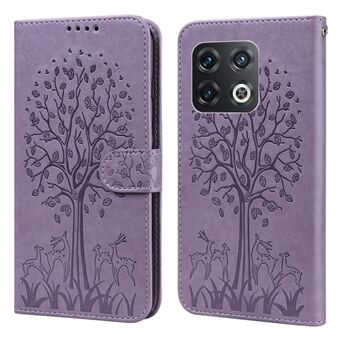 För OnePlus 10 Pro 5G Deer Tree Pattern Printed PU Läder Magnetic Flip Cover Stand Plånbok Helkroppsskydd Skyddsfodral