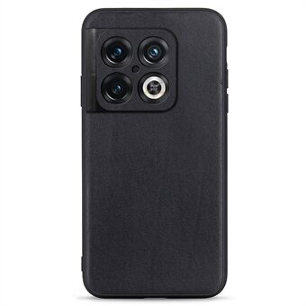 För OnePlus 10 Pro Anti- Scratch texturerat telefonfodral i äkta läder PC + TPU Hybrid Cover