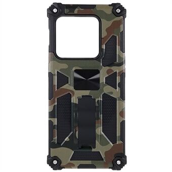 För OnePlus 10 Pro Camouflage Design Military Grade Protective Cover Hard PC TPU-förbättrat sidofodral med stöd