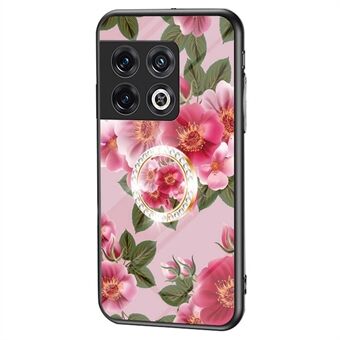 För OnePlus 10 Pro 5G blommönster tryckt anti-fall bakstycke TPU+PC+härdat glas exakt utskärning Anti-chock telefonfodral med stöd