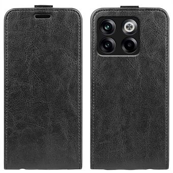 För OnePlus ACE Pro 5G / 10T 5G Vertical Flip PU Läderfodral Korthållare Crazy Horse Texture Magnetstängning Telefonskydd