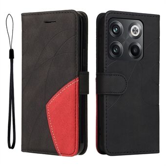 KT Leather Series-1 Anti-fall telefonfodral för OnePlus ACE Pro 5G / 10T 5G Dubbelfärgad skarvning PU-läder telefonplånboksfodral Stand med rem