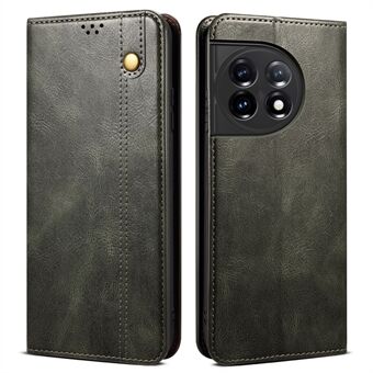 Fodral för Stand för OnePlus 11 5G, PU-läder Waxy Crazy Horse Texture Stand Smartphone Cover