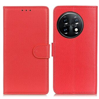 För OnePlus 11 5G mobiltelefonfodral Litchi Texture PU-läder Stand Fullt skyddsfodral