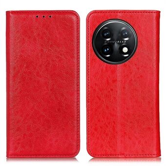 För OnePlus 11 5G Mobilfodral Stand Crazy Horse Texture PU-läderplånbok Stötsäkert telefonfodral