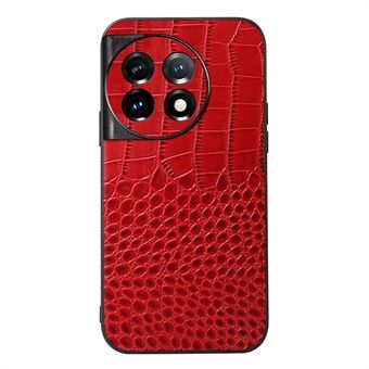 För OnePlus 11 5G Crocodile Texture Telefonfodral Äkta kohudsläderbelagd PC+TPU Anti- Scratch Skal