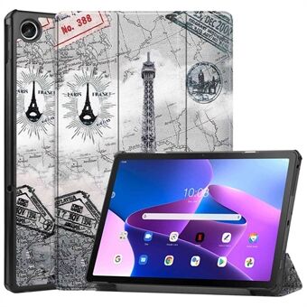 För Lenovo Tab M10 Plus (Gen 3) mönstertryckt tri-fold ställbart PU-läderfodral för surfplatta med automatisk sömn/vakna-läge