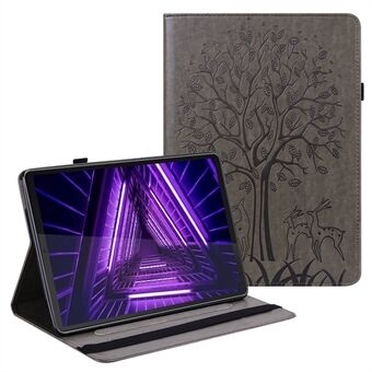 För Lenovo Tab M10 Plus (Gen 3) Imprinting Tree Deer Pattern Tablet Case PU Läder Korthållare Stöd Skal