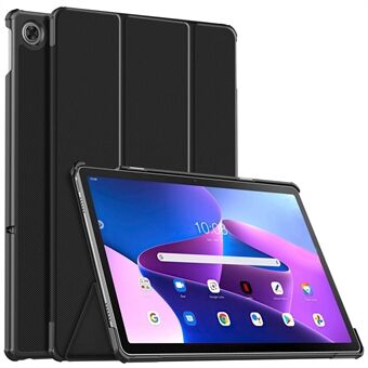 För Lenovo Tab M10 Plus (Gen 3) Trifold Ställ Fullt skydd PU läderfodral för surfplatta Auto Wake/Sleep Skyddande omslag - Svart