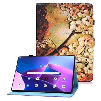 För Lenovo Tab M10 Plus (3:e gen) / Xiaoxin Pad 2022 10.6-tums mönstertryckt läderfodral för surfplatta, stöttåligt, med kortplatser, magnetiskt skydd och stativ