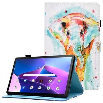 PU-läder Ställplatta Fodral för Lenovo Tab M10 Plus (3:e generationen) / Xiaoxin Pad 2022 10,6 tum, stygnsmönster utskrift korthållare omslag.