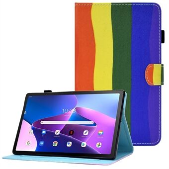 Anti-Drop skyddande fodral för Lenovo Tab M10 (Gen 3) TB-328FU / TB-328XU Stöttåligt surfplattanfodral Sydd mönstrad läderöverdrag med ställ / kortplatser