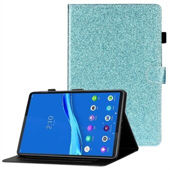 För Lenovo Tab M10 (Gen 3) TB-328FU / TB-328XU Glitterpulver PU Läder Folio Omslag Kortplatser Design Vikbart Stativ Auto Väcka / Sova Smart Omslag med Pennhållare