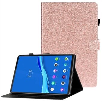 För Lenovo Tab M10 (Gen 3) TB-328FU / TB-328XU Glitterpulver-PU-läderfodral med kortplatser och stativfunktion, auto wake / sleep smartfodral med pennhållare.