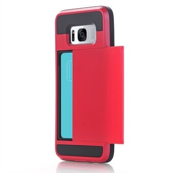 Sliding Card Holder Plastic TPU Hybrid Back Case for Samsung Galaxy S8