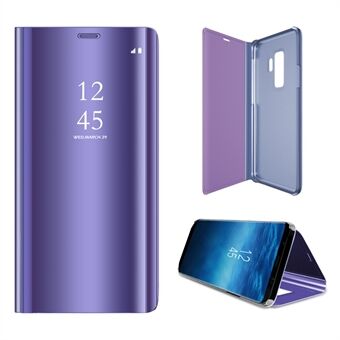 För Samsung Galaxy S9 + belagd spegel Ytinformation Se Smart läderfodraltillbehör