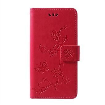 Imprint Butterfly Flower Wallet Läderfodral till Samsung Galaxy S10