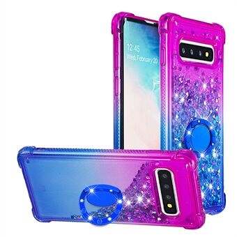 Ring Stativ Fashionabla Gradient Quicksand Tåligt TPU-telefonfodral Shell för Samsung Galaxy S10 4G