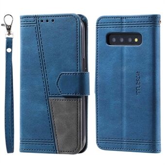 TTUDRCH 004 Splicing Skin-touch Phone Case for Samsung Galaxy S10 Plus, PU Leather Wallet Foldable Stand Cover with RFID Blocking Function