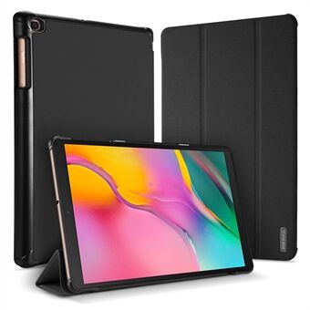 DUX DUCIS Domo Series läder + PC-fodral tygtextur dubbelvinklad treviktstativ för Samsung Galaxy Tab A 10.1 (2019) T510 (Wi-Fi) / T515 (LTE) - Svart